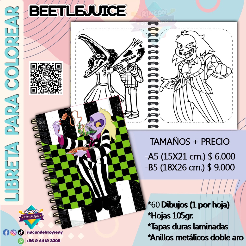 Libreta para Colorear Beetlejuice