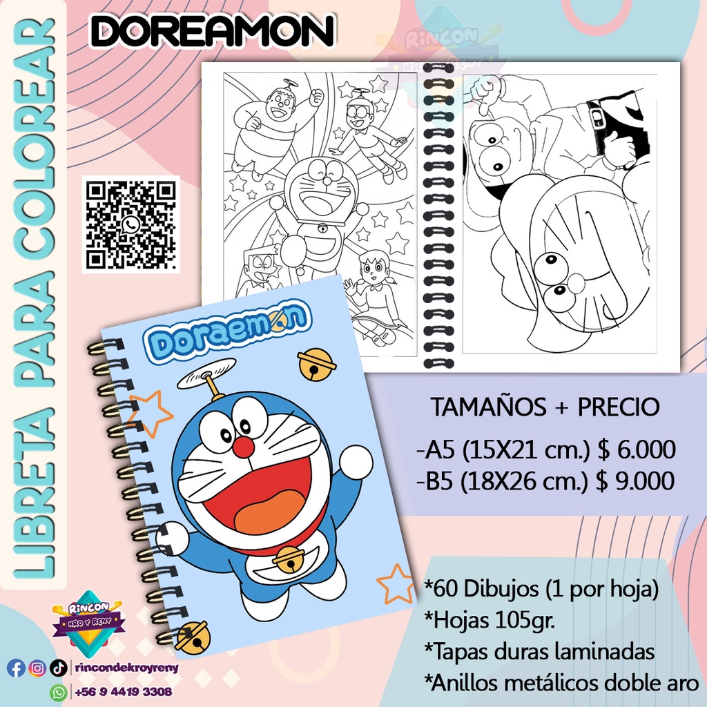 Libreta para Colorear Doraemon