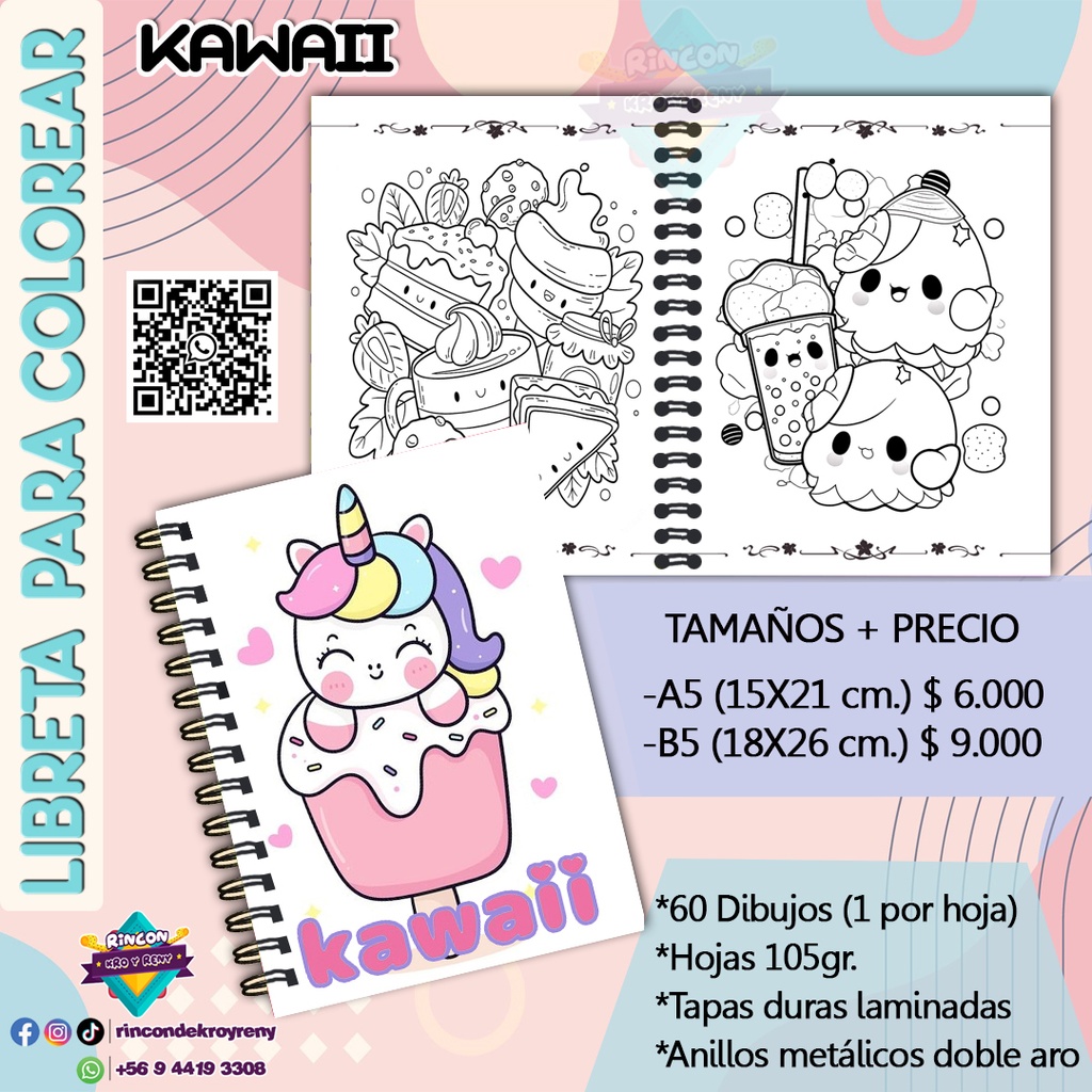 Libreta para Colorear Kawaii