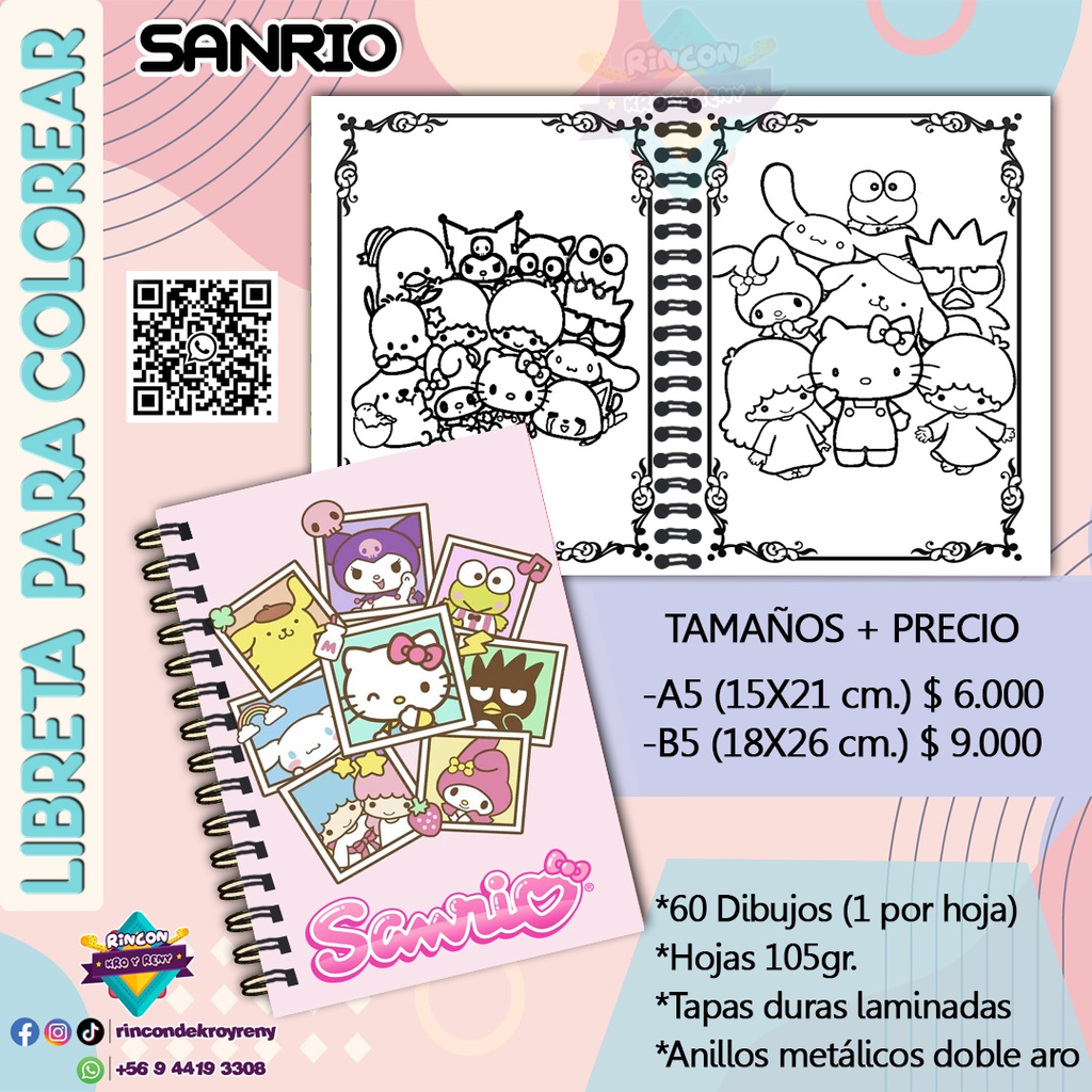 Libreta para Colorear Personajes Sanrio