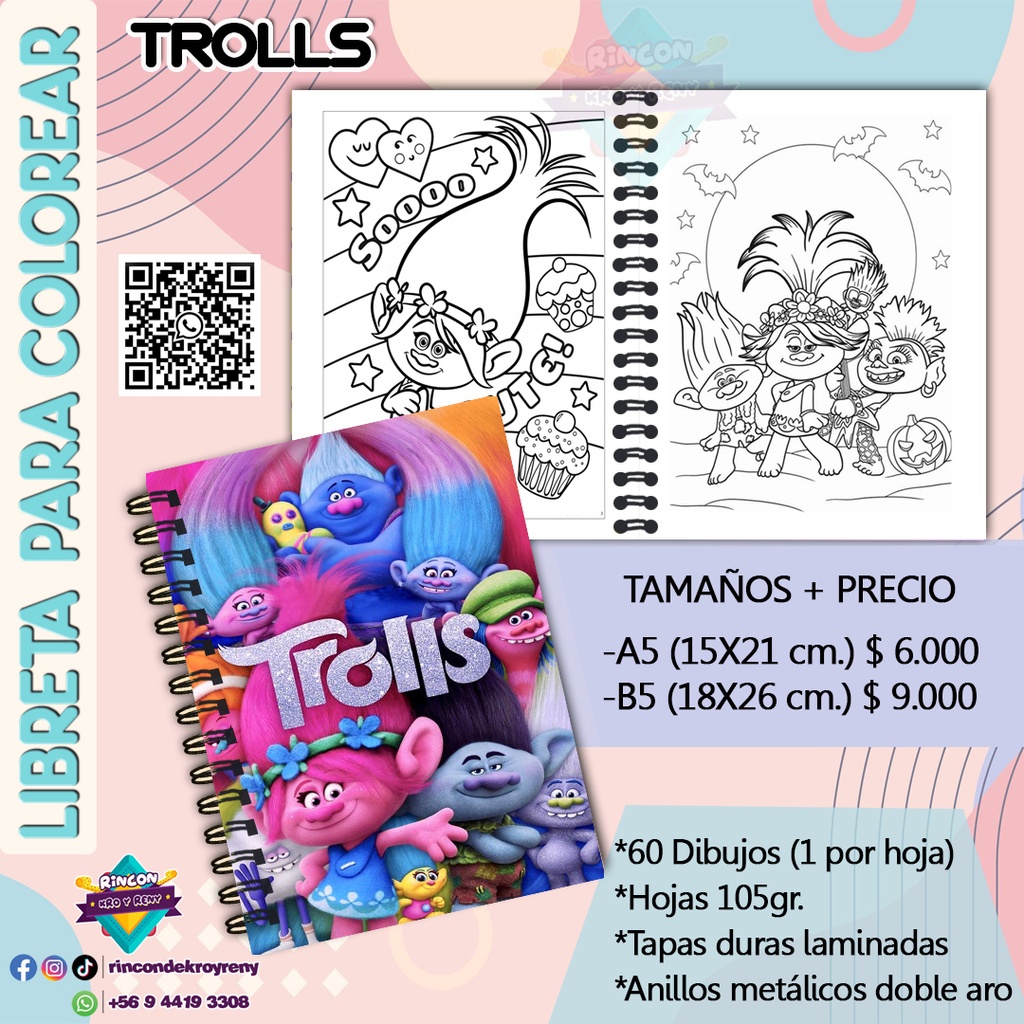 Libreta para Colorear Trolls