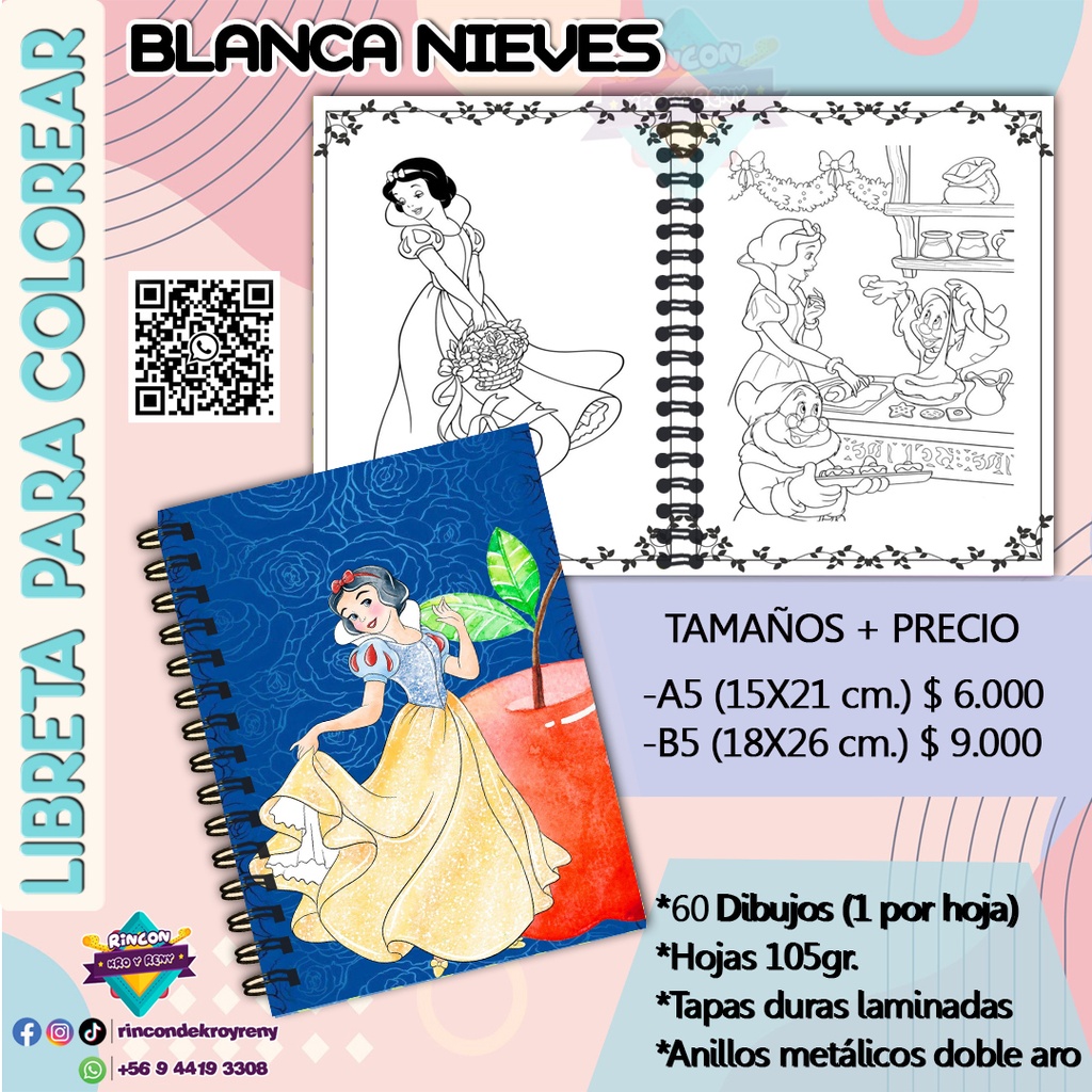 Libreta para Colorear Blanca Nieves