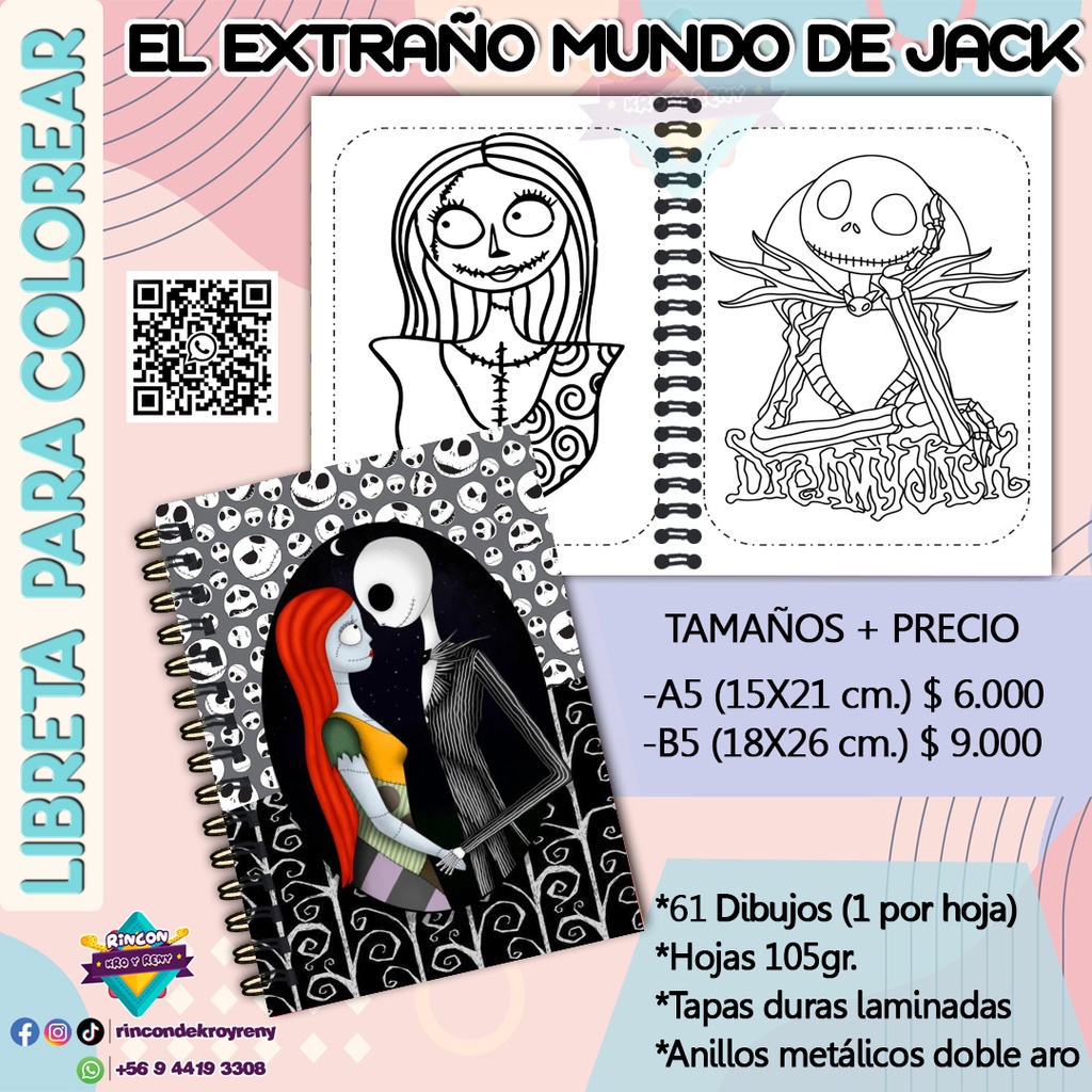 Libreta para Colorear El Extraño Mundo de Jack