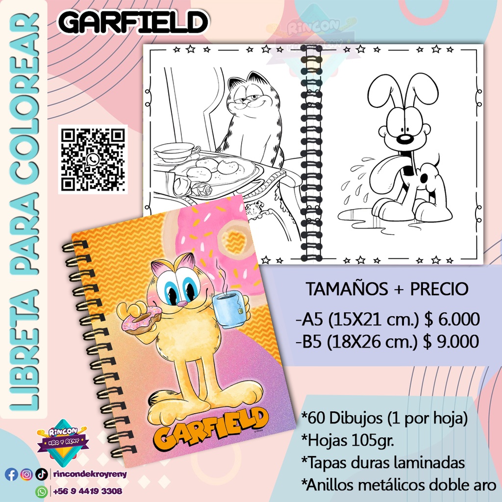 Libreta para Colorear Garfield
