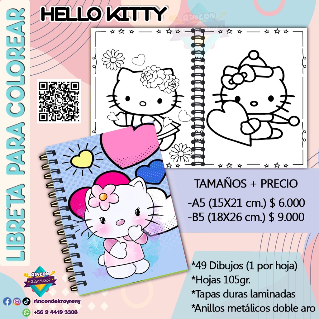 Libreta para Colorear Hello Kitty