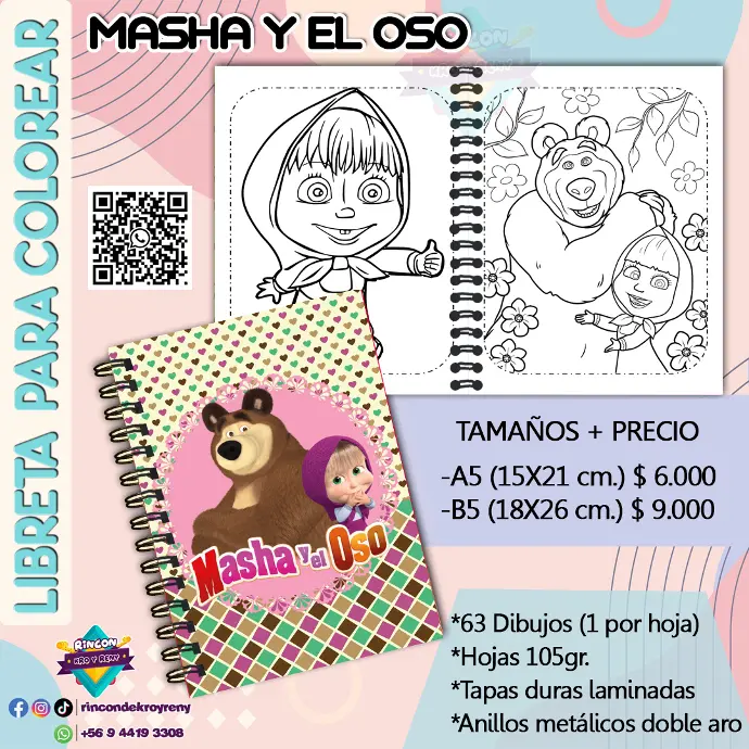 Libreta para Colorear Masha y el Oso