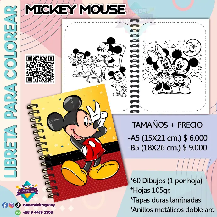 Libreta para Colorear Mickey Mouse
