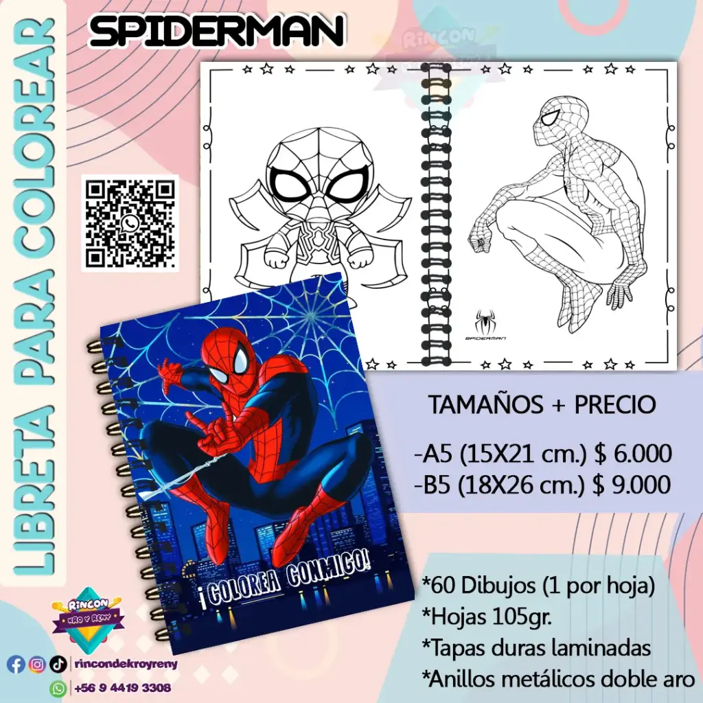 Libreta para Colorear Spiderman