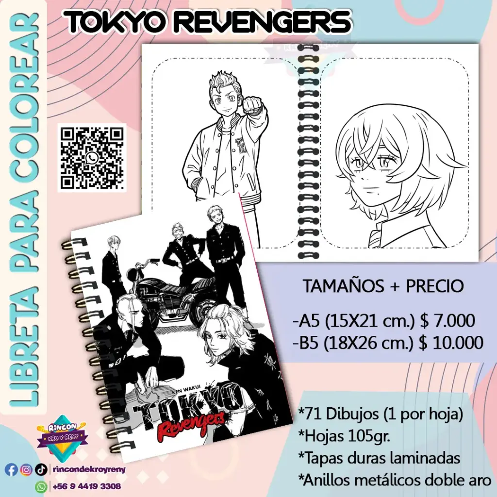 Libreta para Colorear Tokyo Revengers
