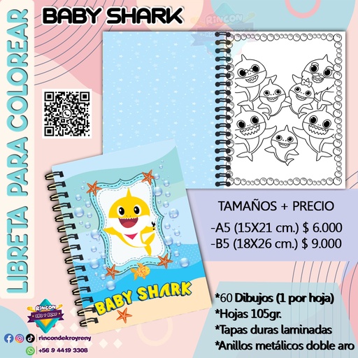 Libreta para Colorar Baby Shark