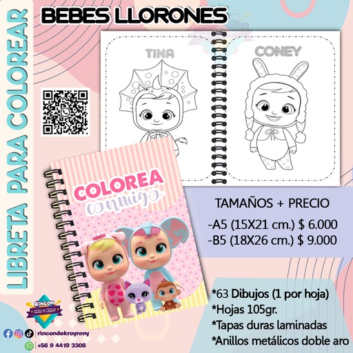 Libreta para Colorear Bebes Llorones