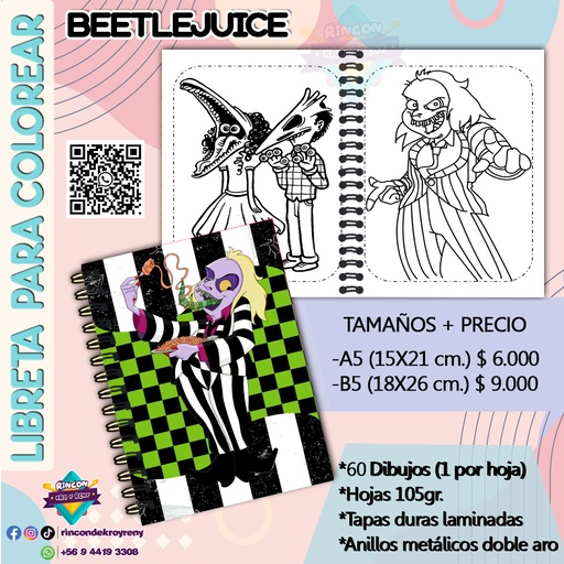 Libreta para Colorear Beetlejuice