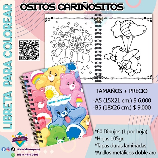 Libreta para Colorear Ositos Cariñositos