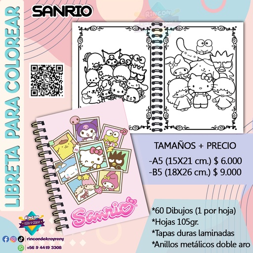 Libreta para Colorear Personajes Sanrio