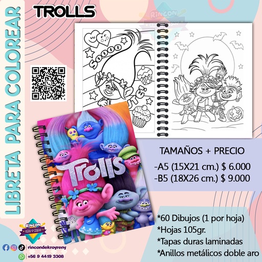 Libreta para Colorear Trolls