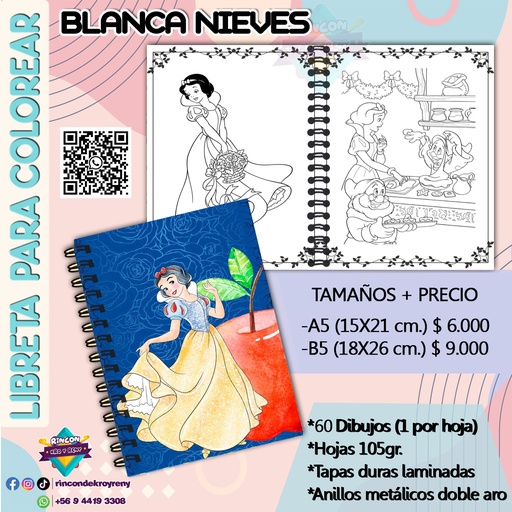 Libreta para Colorear Blanca Nieves