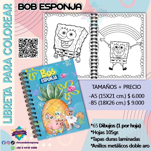Libreta para Colorear Bob Esponja