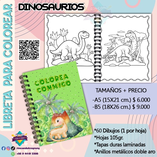 Libreta para Colorear Dinosaurios
