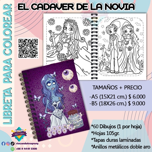Libreta para Colorear El Cadáver de la Novia