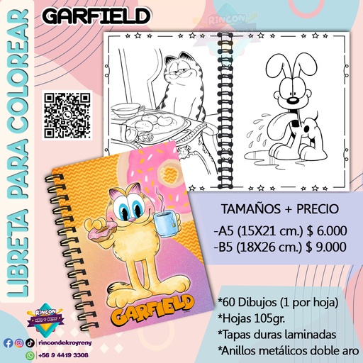 Libreta para Colorear Garfield