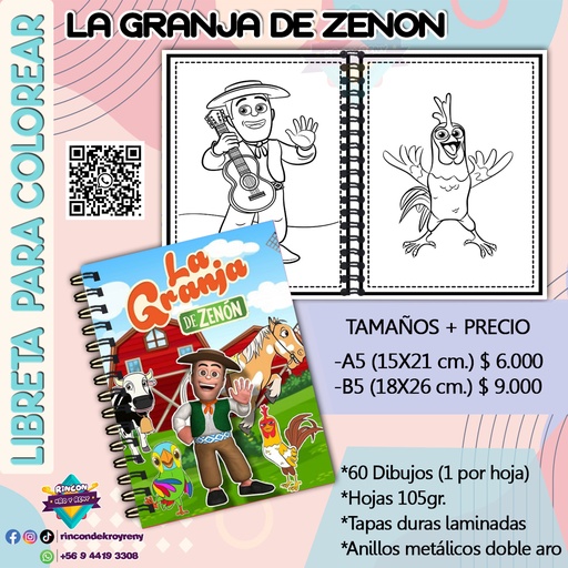 Libreta para Colorear La Granja de Zenon