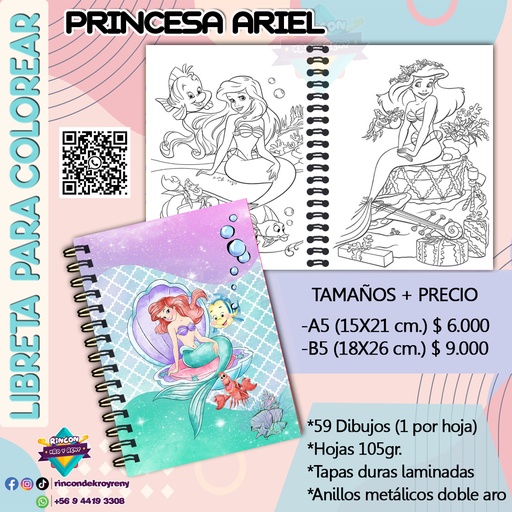 Libreta para Colorear La Sirenita