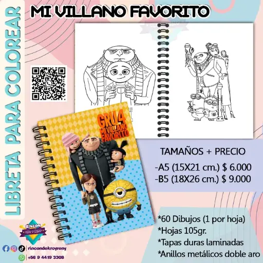 Libreta para Colorear Mi Villano Favorito
