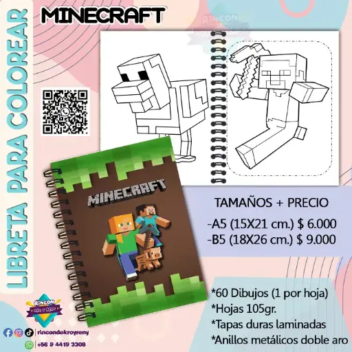Libreta para Colorear Minecraft