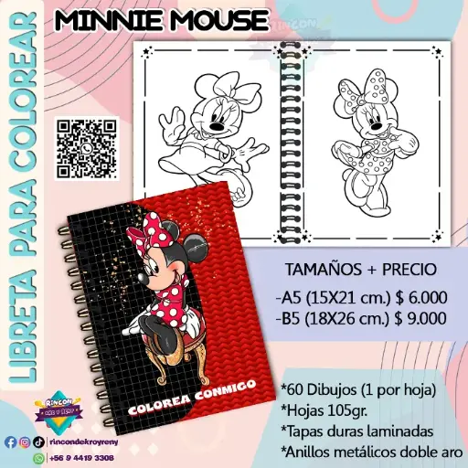 Libreta para Colorear Minnie Mouse