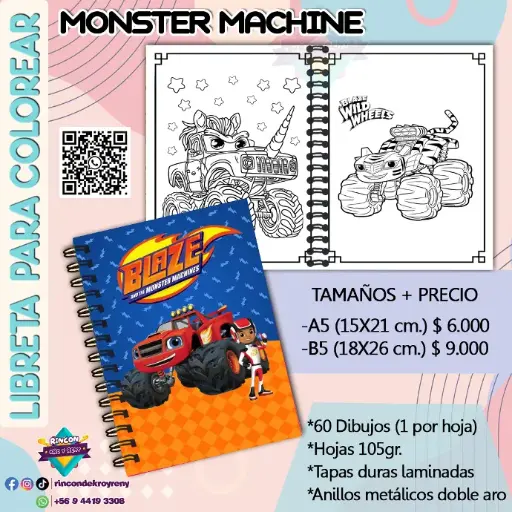 Libreta para Colorear Monster Machine