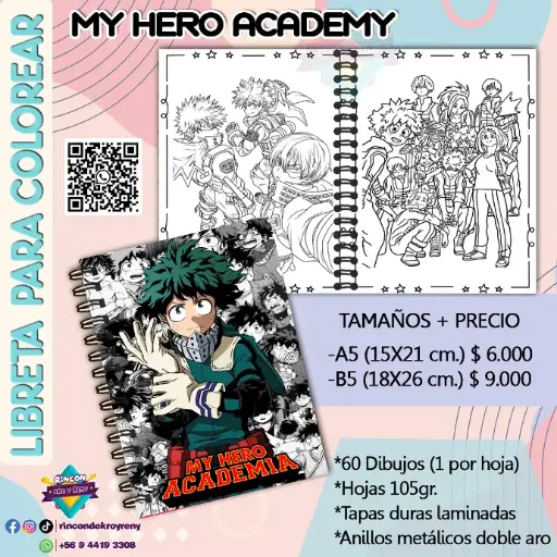 Libreta para Colorear My Hero Academy