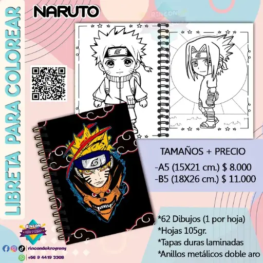 Libreta para Colorear Naruto