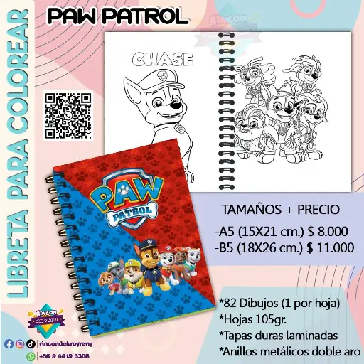 Libreta para Colorear Paw Patrol