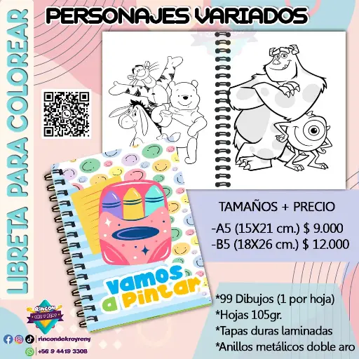 Libreta para Colorear Personajes Variados