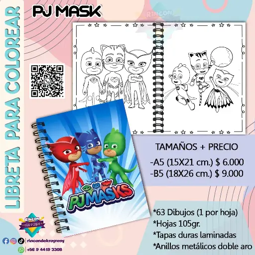 Libreta para Colorear PJ Mask
