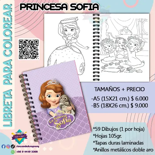 Libreta para Colorear Princesa Sofia