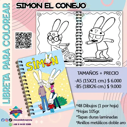 Libreta para Colorear Simon el Conejo