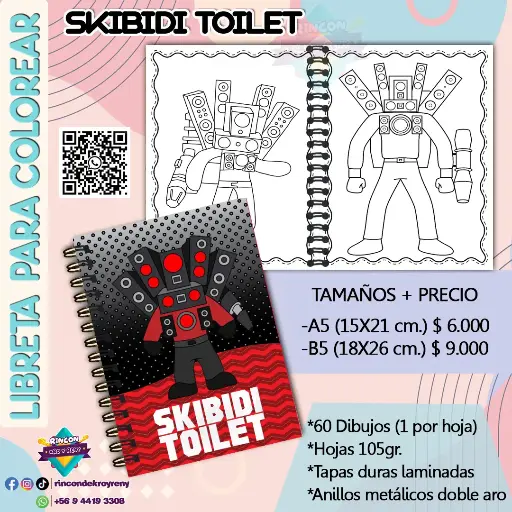 Libreta para Colorear Skibidi Toilet