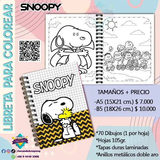 Libreta para Colorear Snoopy