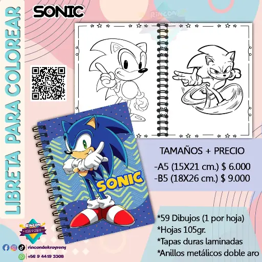 Libreta para Colorear Sonic