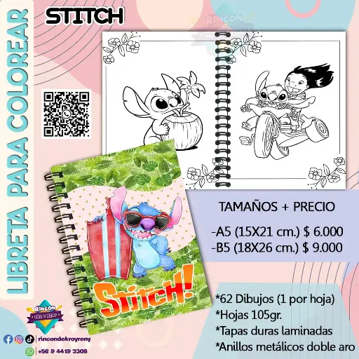 Libreta para Colorear Stitch