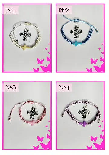 Pulsera religiosa con cruz y medalla